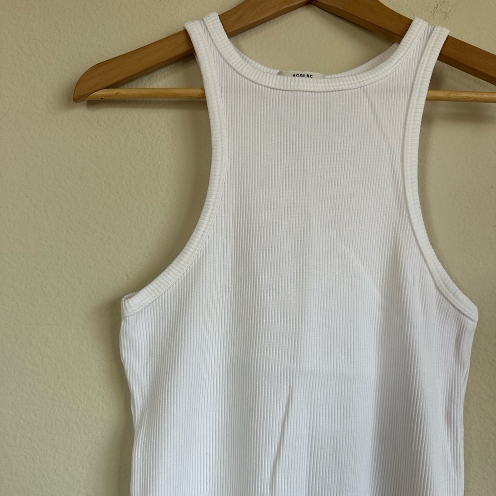 Agolde White Ribbed High Neck Tank - Picture 6 of 10